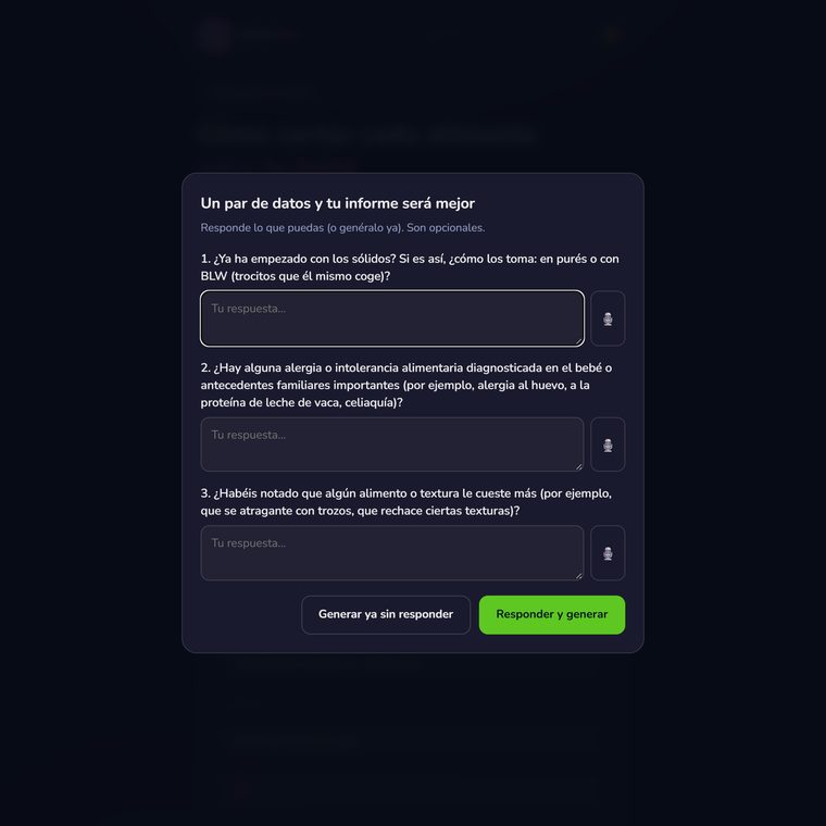 Ejemplo del panel de preguntas